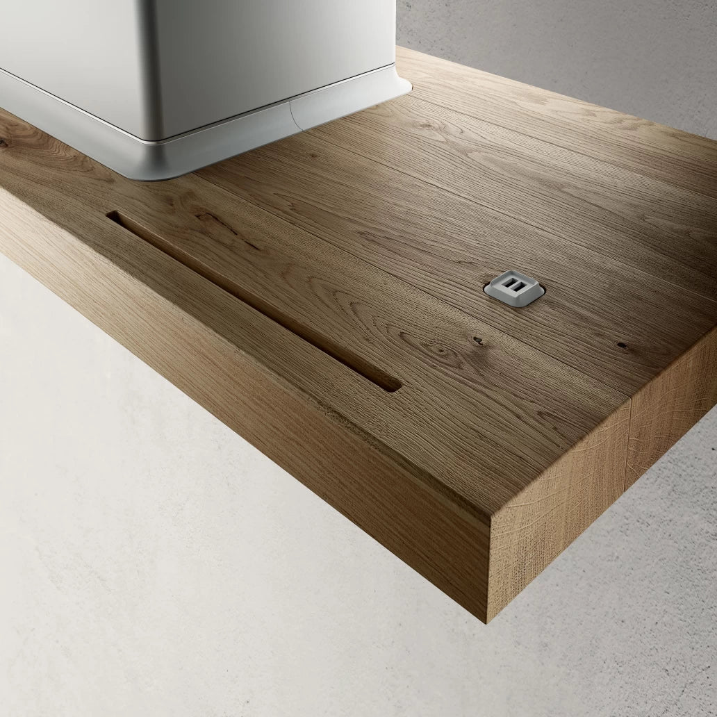 Elica BIO ISLAND WH/A/120x53 ROVERE – Design Eilandafzuigkap met Houten Details