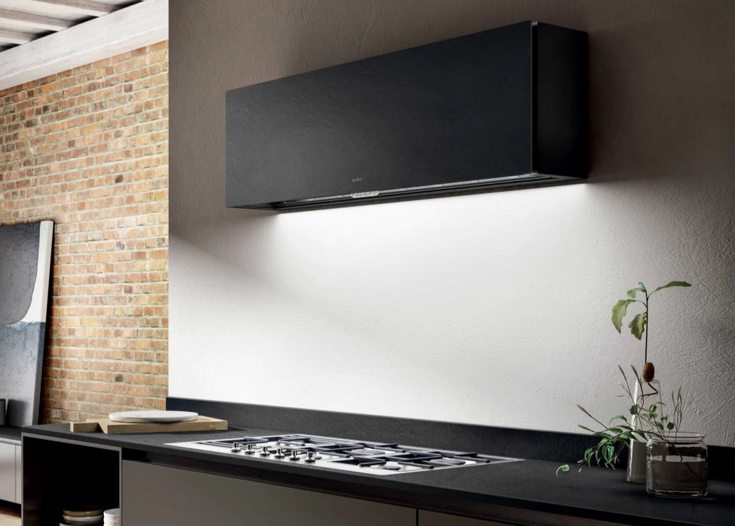 Elica RULES DEKT/F/120 – Zwarte Dampkap met Verstelbare Diepte en Dekton-afwerking