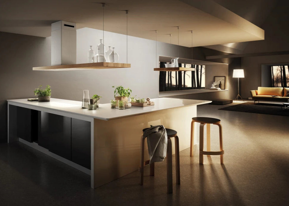 Elica BIO ISLAND WH/A/120x53 ROVERE – Design Eilandafzuigkap met Houten Details