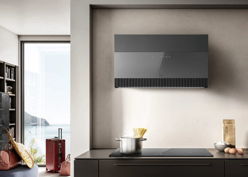 Elica SUPER PLAT GR/F/80 – Slimme Luxe Wandafzuigkap in Grijs Glas