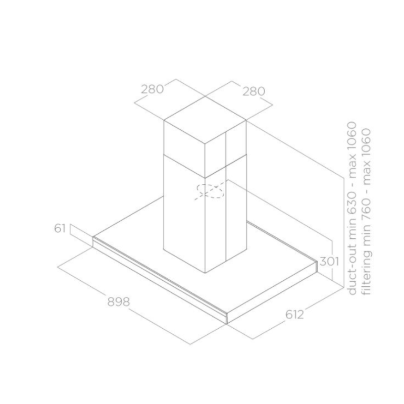 Onzichtbare touch-bediening achter glas van de ADELE IS BLIX/A/90X60