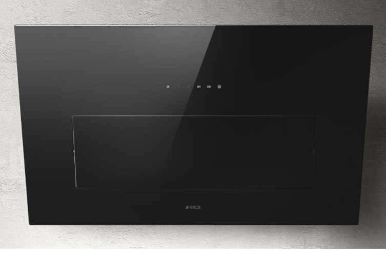 Elica BLOOM BL/A/85 wanddampkap in zwart met LED-verlichting, 85 cm breed
