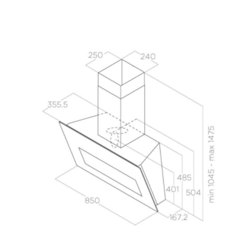 Design dampkap Elica BLOOM-S DEKT/A/85 met uitklapbare flap en energiezuinige motor, 85 cm breed.