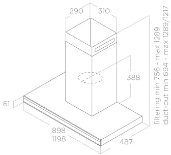 Elica ELEMENT @ BLMAT/A/120 – Wanddampkap met schouw - 120CM