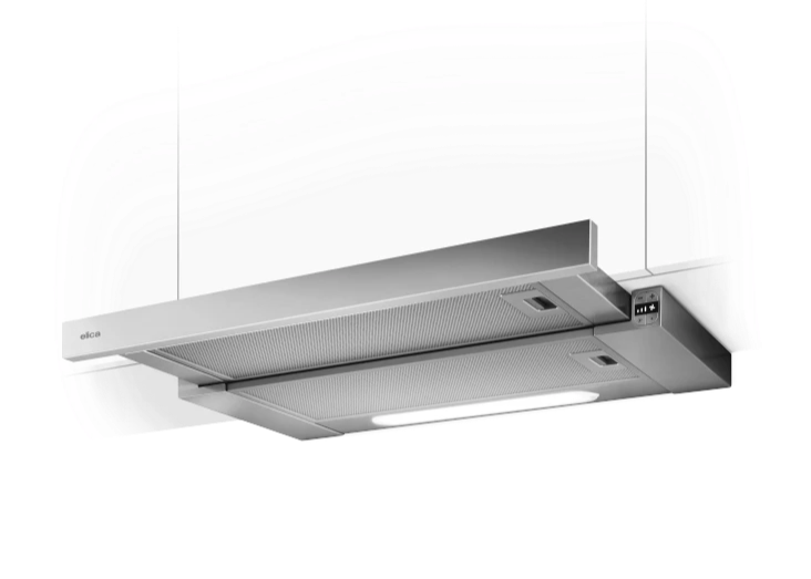 Elica ELITE 35 GRIX/A/60 – compacte uitschuifbare inbouwdampkap in grijs roestvrij staal