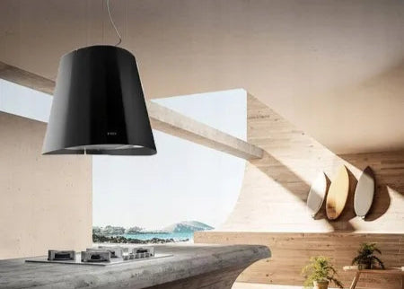 JUNO BL/F/50 – Elegante Zwarte Hangende Afzuigkap met Krachtige Prestaties