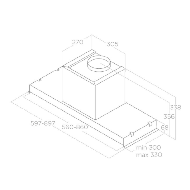Elica GLASS OUT IX/A/90 met uittrekbaar systeem voor optimale kookdampafzuiging.