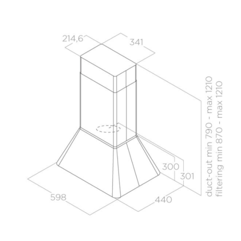 Moderne keuken met de hangende IKONA BL MAT/A/60 dampkap in mat zwart