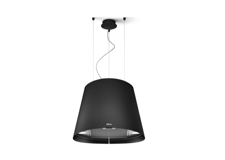 JUNO BL/F/50 – Zwarte hangende afzuigkap met energiezuinige ledverlichting