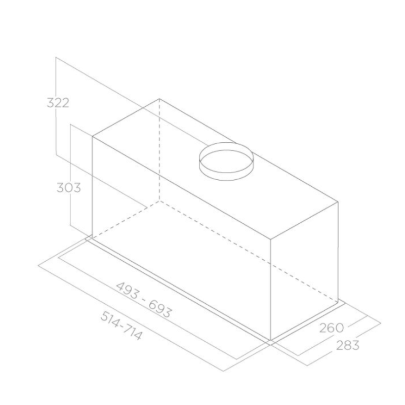 LED-verlichting van de LANE IX/A/52 inbouwdampkap voor optimale verlichting boven de kookplaat.