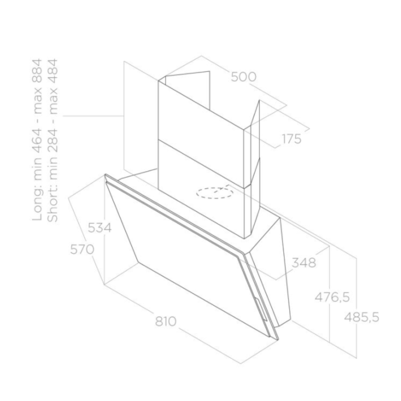 Minimalistische zwarte plafonddampkap Elica ELLE BL/F/80 met krachtige afzuiging