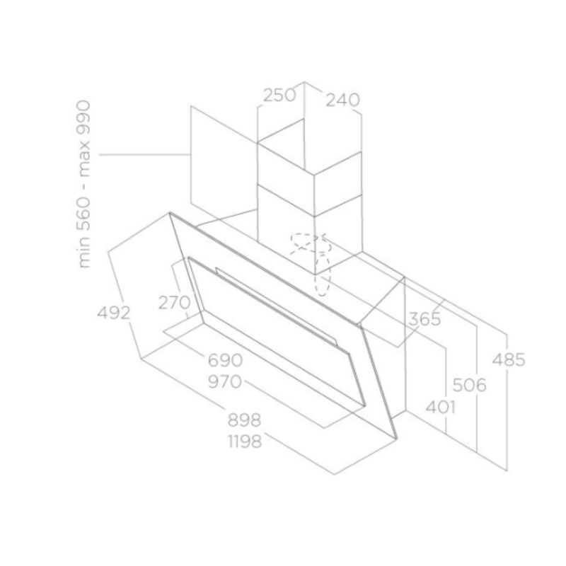 Minimalistische witte plafonddampkap Elica VERTIGO WH/F/120 met krachtige afzuiging