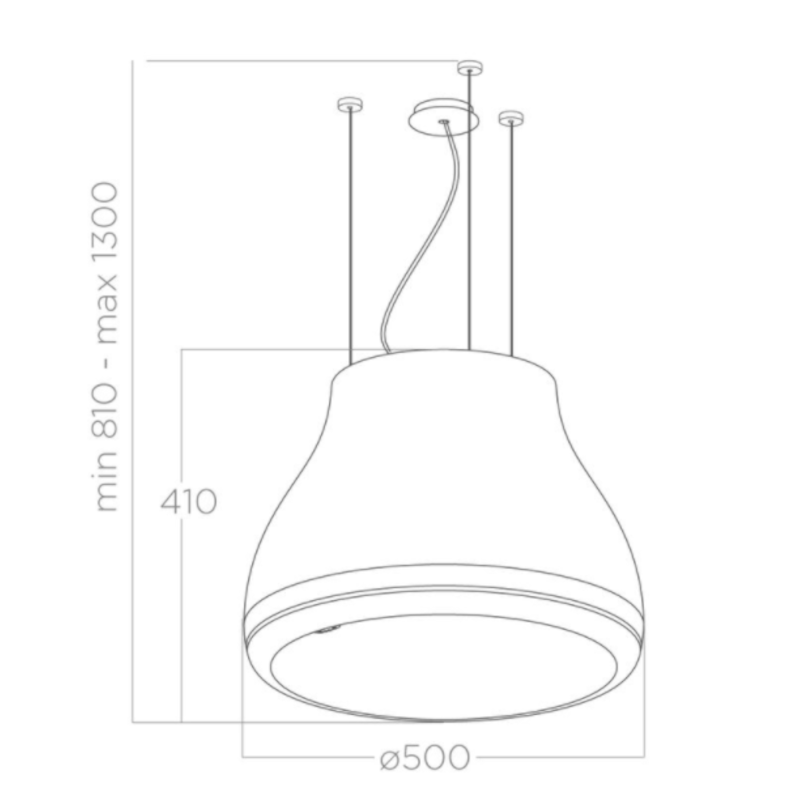Geïntegreerde lichtschijf en automatische sensoren van de SHINING RUST/F/50 afzuigkap