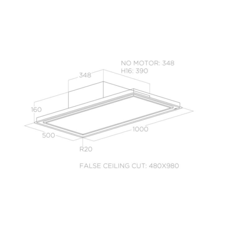 SKYDOME H16 A/100 – Slimme plafondafzuigkap met Wi-Fi bediening en instelbare ledverlichting