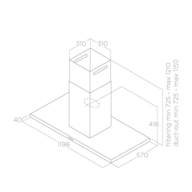 Vet- en geurfilters van de THIN ISLAND IX/A/120 met onderhoudssignaal