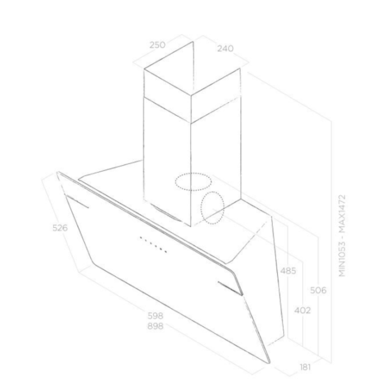 Compacte Elica L'ESSENZA BL/A/60 dampkap in matzwart design, perfect voor kleinere keukens.
