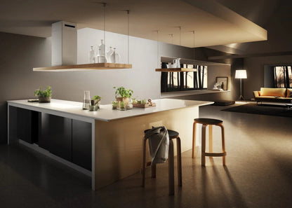 Elica BIO ISLAND WH/A/120x53 ROVERE – Design Eilandafzuigkap met Houten Details