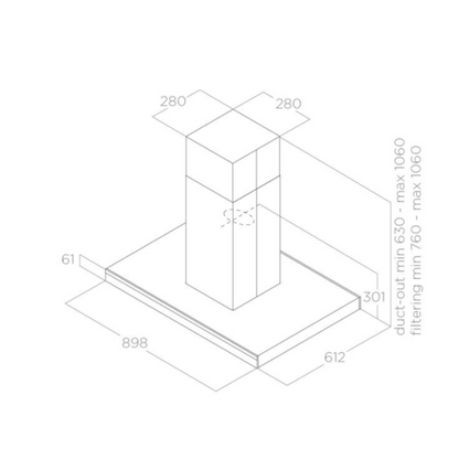 Onzichtbare touch-bediening achter glas van de ADELE IS BLIX/A/90X60