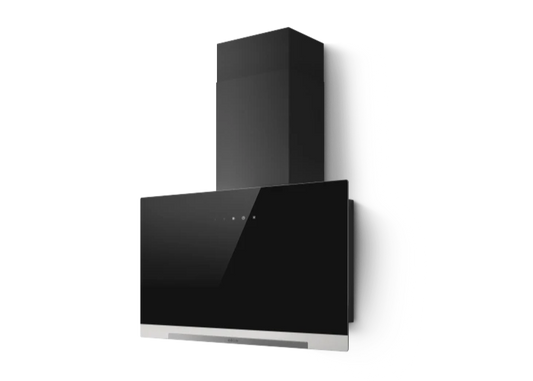 Elica APLOMB BL/A/60 zwarte wanddampkap, 60 cm breed, met LED-verlichting.