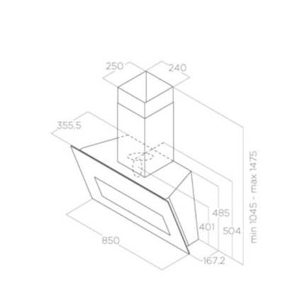 Design dampkap Elica BLOOM-S DEKT/A/85 met uitklapbare flap en energiezuinige motor, 85 cm breed.
