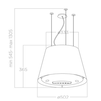 Het ronde LED-paneel van de EASY UX BL MAT/F/50 afzuigkap verlicht de kookzone optimaal