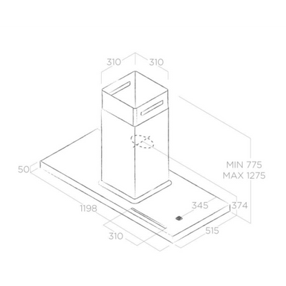 Eilandafzuigkap Elica BIO ISLAND WH/A/120x53 met USB-poort en verstelbare verlichting