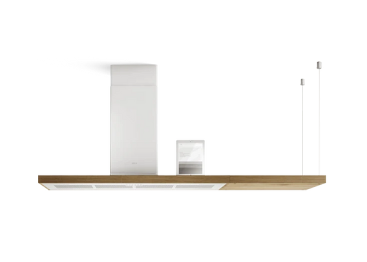 Elica BIO ISLAND WH/A/120x53 ROVERE – eilanddampkap met mat witte afwerking en eikenhouten details