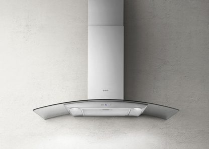 Elica REEF A IX/A/90 – 90 cm wandafzuigkap met roestvrij staal en gebogen glas.
