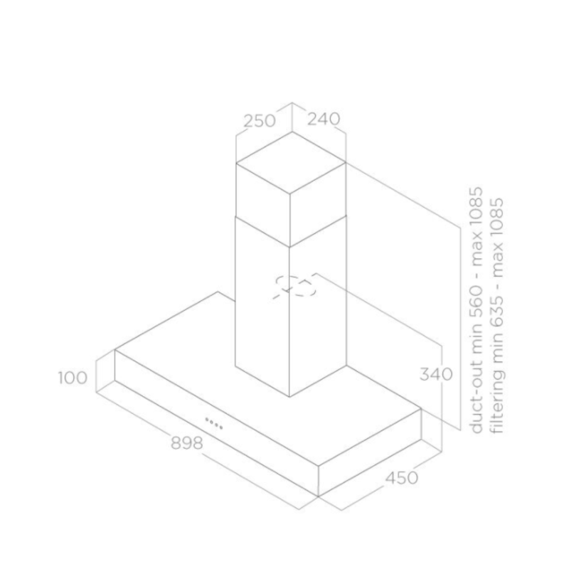 Elica SPOT URBAN ZINC/A/90 – Industrieel ontwerp met zink effect en krachtige afzuiging.
