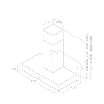 Elica SPOT URBAN ZINC/A/90 – Industrieel ontwerp met zink effect en krachtige afzuiging.