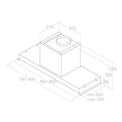 Elica GLASS OUT IX/A/60 met uittrekbaar systeem voor optimale kookdampafzuiging.