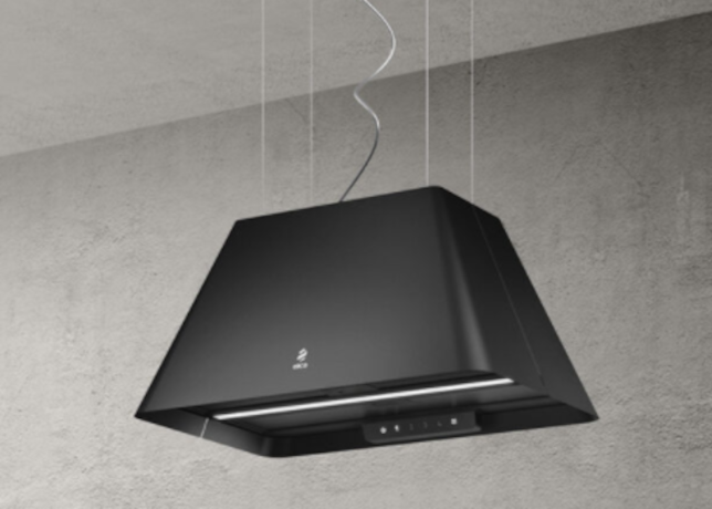 IKONA LIGHT BL MAT/F/60 afzuigkap in mat zwart, met LED verlichting en piramidevormig ontwerp