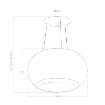 Luxe hangende afzuigkap INTERSTELLAR BL/F/65 met hoogglanzend zwart glas