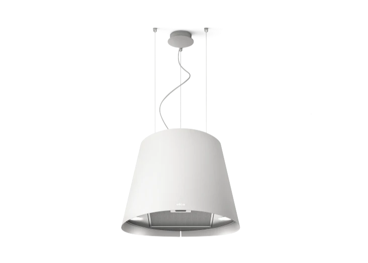 JUNO WH/F/50 ronde witte hangdampkap met modern design, ideaal voor strakke keukens