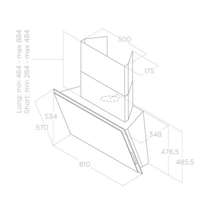 Minimalistische zwarte plafonddampkap Elica ELLE BL/F/80 met krachtige afzuiging