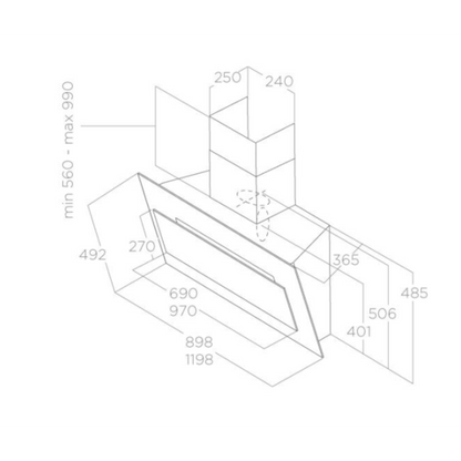 Minimalistische witte plafonddampkap Elica VERTIGO WH/F/90 met krachtige afzuiging