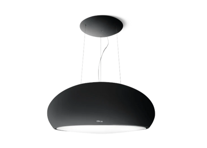 SEASHELL BL/F/80 in mat zwart, een elegante en zwevende afzuigkap boven de kookplaat