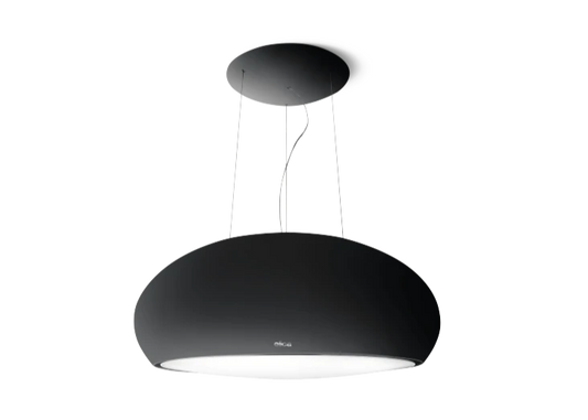 SEASHELL BL/F/80 in mat zwart, een elegante en zwevende afzuigkap boven de kookplaat