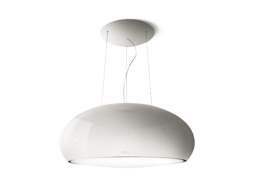 SEASHELL WH/F/80 – Hoogglanzende witte dampkap die zweeft boven de kookplaat