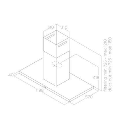 Vet- en geurfilters van de THIN ISLAND IX/A/120 met onderhoudssignaal