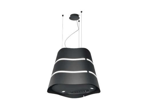 WAVE UW BL MAT/F/51 hangende afzuigkap met golvend design in mat zwarte afwerking